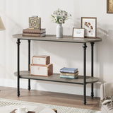 Garvee Console Table, 43.3" Entryway Table with Storage, 2 Tier Sofa Table with Metal Frame and MDF, Behind Couch Table for Living Room, Hallway, Entryway-Grey - Grey