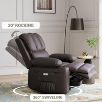 Garvee Oversized 27" Recliner Chairs with Heat and Massage, 360° Swivel Lazy Boy Recliner Chair for Adults, Manual Rocking Chair with Cup Holder for Living Rooms, Bedrooms and Nurseries, Coffee