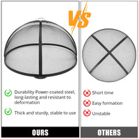 Garvee Outdoor Fire Pit Spark Screen Cover Accessory - 30 Inch Round Heavy Duty Stainless Steel Ember Cover with Heavy Duty Hinges, Flaky Black Design for Patio Backyard