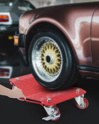 Garvee Car Dolly [Set of 2, 3000 Lbs Capacity], Heavy-Duty Carbon Steel Wheel Dollies with Anti-Skid Plate & 360° Rotatable Wheels, Red