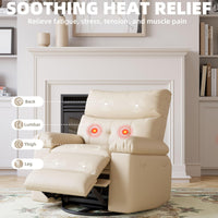 Garvee 22" Widen Rocker Swivel Recliner Chair, Lazy Boy for Adults, with Vibrating Massage and Heating, 1.5X Sponge Filling, Side Pocket, for Living Room, Bedroom, and Nursery