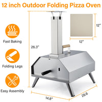 Garvee Pizza Ovens Wood Pellet 12" Portable Pizza Oven Outdoor, Stainless Steel Pizza Oven Cooking Pizza Maker for Charcoal Grill On Backyard Camping Party
