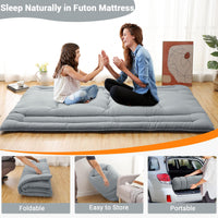 Garvee Futon Mattress Full Size, Foldable Sleeping Mattress Tatami Mattress for Adults, Roll Up Japanese Style Floor Bed Dormitory Floor Mattress for Rv Travel Camping, Light Grey