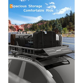 Garvee Spider 64"x 39"x 6" Roof Rack Basket Rooftop Cargo Carrier with Extension Black Car Top Luggage Holder Universal for SUV Cars