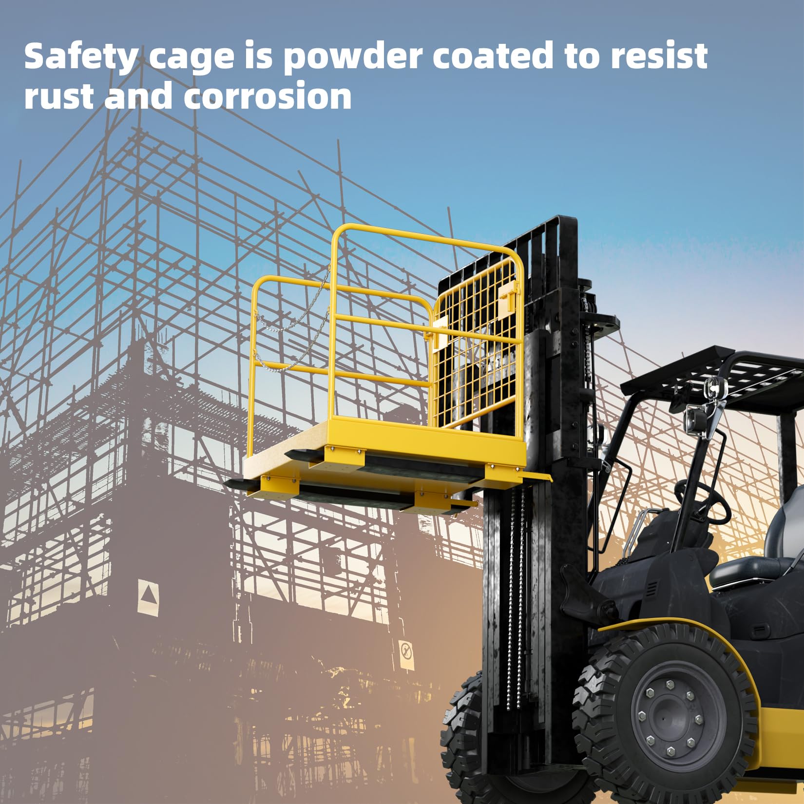 Garvee Forklift Safety Cage, 36"x36" Heavy Duty Forklift Man Basket Foldable Forklift Work Platform with Double Chain Guardrail Perfect for Aerial Work