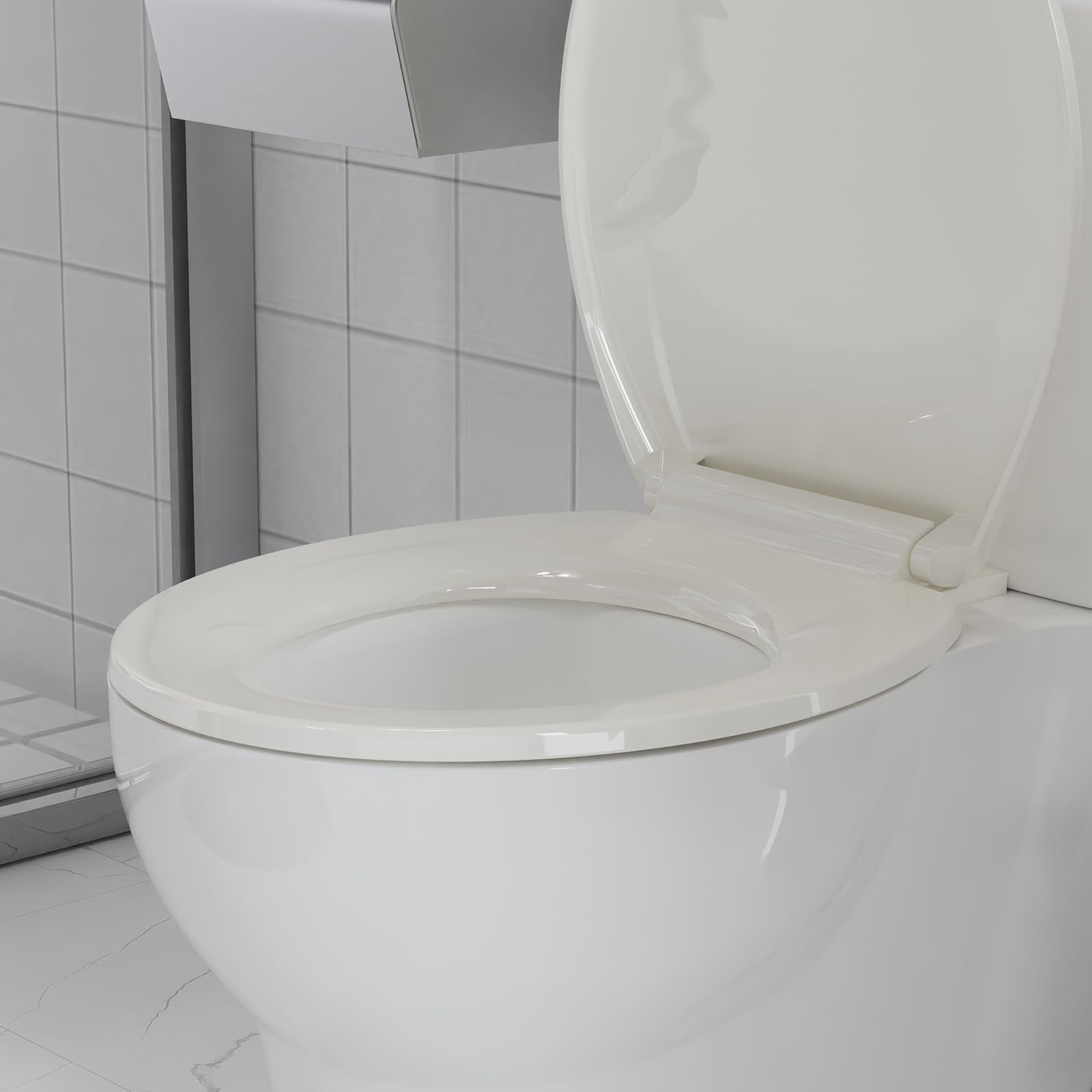 Garvee Toilet Seat Round,Toilet Seat with Quick-Release And Quick-Attach, Plastic Toilet Seat with Soft Close, Easy Install and Clean - Fits Most Round Toilets Biscuit