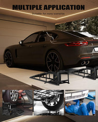 Garvee Hydraulic Car Ramps - 5T 11000lbs Capacity, Adjustable Height (9.3"-14"), Steel with Anti-Slip Plate, Ring Chain Bolt for Cars, SUVs, and Ligh, Black