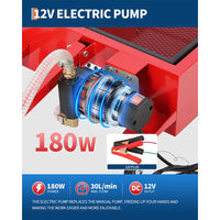 Garvee Low Profile Oil Drain Pan 20 Gallon with 12V Electric Pump, Folding Handle, Carbon Steel, 8FT Hose, Wheels, for Cars and Trucks