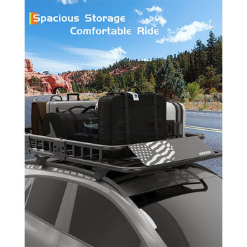 Garvee 51"x 36"x 5" Roof Rack Basket Rooftop Cargo Carrier with Extension Black Car Top Luggage Holder Universal for SUV Cars