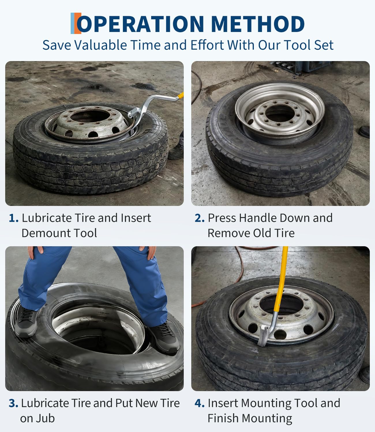 Garvee Tire Mount Demount Tool Kit, Manual Tire Changer w/Bead Keeper, 22.5" to 24.5" Tire Changer, Manual Tire Changing Tools for Car Repairing