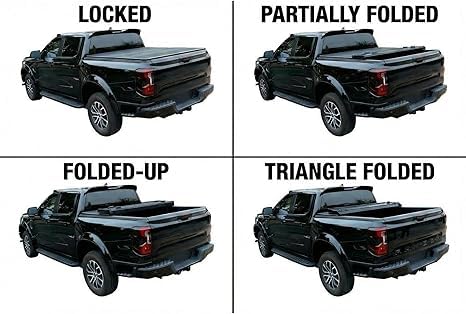 Garvee Hard Four-Fold Cargo Cover for 5.5-Foot Truck Beds - Weatherproof, Anti-Theft, Zinc-Aluminum Alloy, Aerodynamic, Tool-Free Install, Fits 2022-2023 Ford F150, Nissan, Toyota - Outdoor Protection