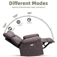 Garvee 22" Widen Rocker Swivel Recliner Chair, Lazy Boy for Adults, with Vibrating Massage and Heating, 1.5X Sponge Filling, Side Pocket, for Living Room, Bedroom, and Nursery
