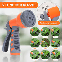 Garvee 1/2 in × 100 ft Retractable Garden Hose Reel, Wall Mount Auto Rewind, 9-Pattern Nozzle