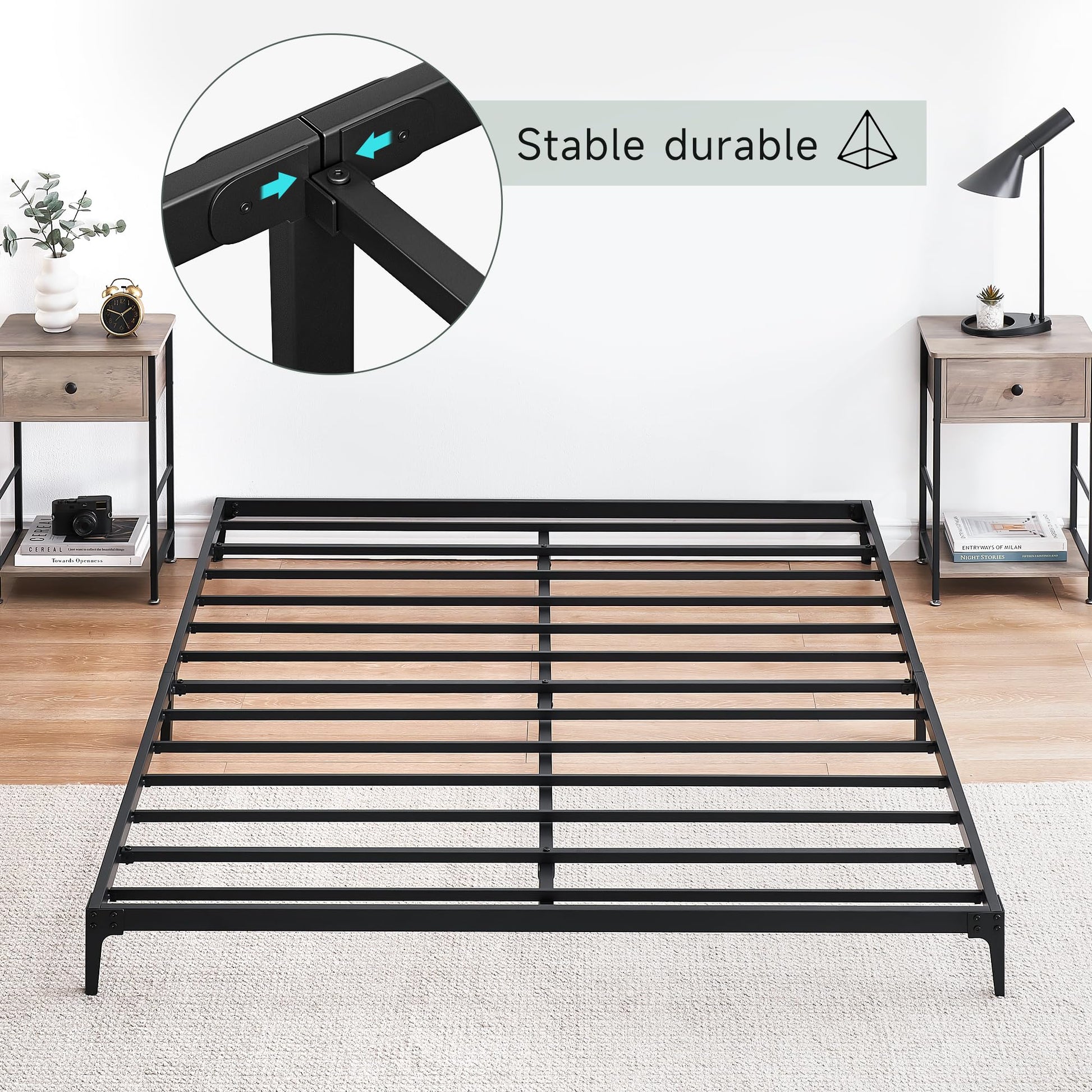 Garvee 6 Inch Low Queen Bed Frame Heavy Duty Metal Mattress Foundation Platform Sturdy Steel Slat No Box Spring Needed, Easy Assembly, Noise Free