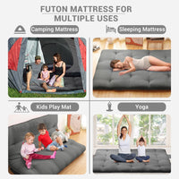Garvee Futon Mattress, Japanese Floor Mattress Full Size Floor Mat for Sleeping Adult Size, Foldable Tatami Mattress Roll Up Floor Bed Mattress for House Guest Camping Dorm, Dark Grey