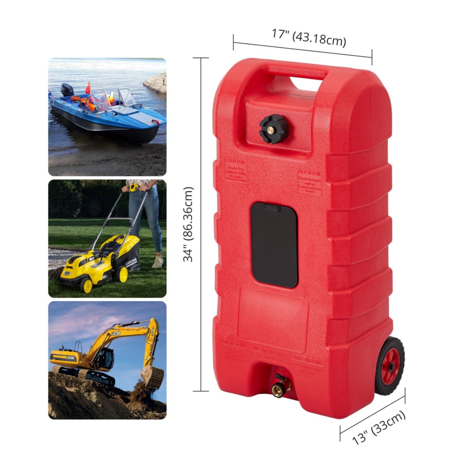 Garvee 3-Pack Fuel Caddy 15 Gallon Portable Diesel Fuel Caddy with Pump, 10ft Hose, Manual Siphon 7.5 L/min, UV-Resistant for Garage and Workshop, Red