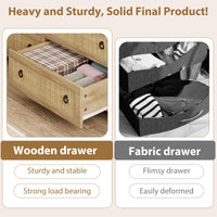 Garvee Rattan 6 Dresser for Bedroom, 47.2" Wide Dresser, Boho Wide Drawer Dresser with Storage, Wooden Closet Dressers Chest of Drawers Freestanding for Bedroom, Nursery, Living Room, Natural