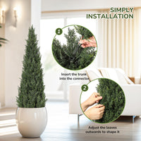 Garvee Artificial Cedar Topiary Trees for Home Decor, 4ft Fake Cypress Trees Potted Faux Evergreen Plants for Outdoor Indoor Front Porch Garden Set of 1