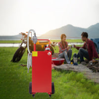 Garvee 30 Gallon Fuel Gas Caddy with 8 Inch Wheels Siphon Pump, Manual Nozzle 360° Swivel Connector, Portable for Car Mower Tractor Boat Motorcycle, Red