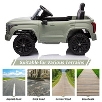 Garvee Ride - P Series: 12V Ride on Car For Kids Age 3+ , Licensed Toyota, with Remote Control, MP3, LED Lights, Suspension System, Double Doors, Safety Belt, Ride On Toys for Boys Girls - Green