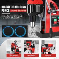 Garvee 1100W Mag Drill Press , 1.57 in Boring Diameter, 580 RPM 2922lbf Magnetic Adhesion for Industrial Home Steel Fabrication