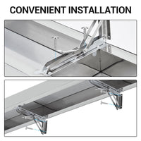 Garvee Folding Concession Shelf 72" x 12" - 304 Stainless Steel, Wall Mount, Drop Down, for Food Truck, BBQ, Restaurant