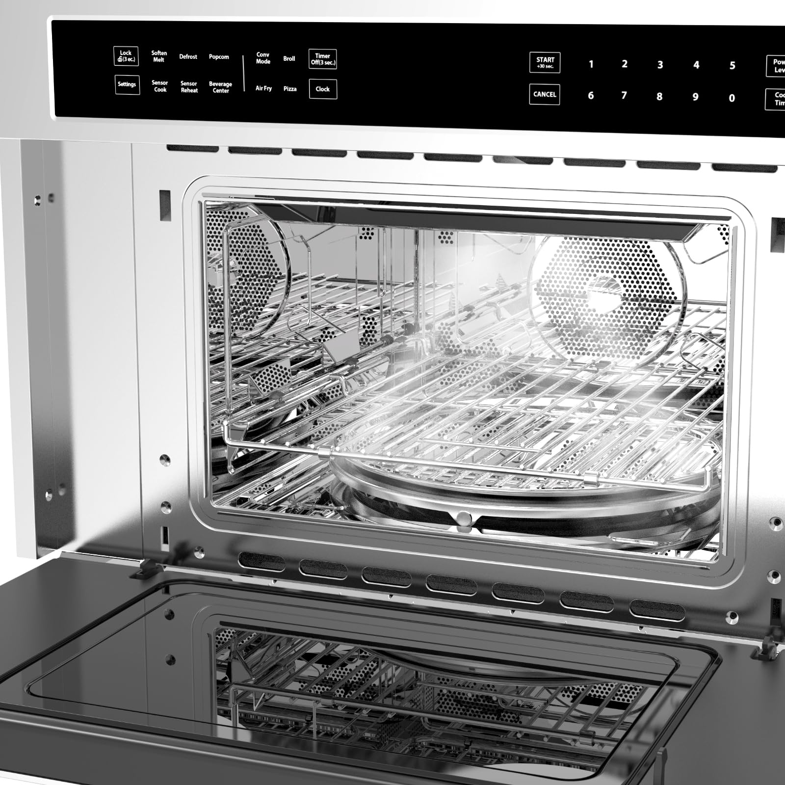 Garvee 30’ Microwave Oven, 1.6 Cu.Ft Capacity Built-In Microwave Convention Oven with Air Fryer, Child Safety Lock, Drop Down Door, 3D Surround Heating Touch Control for Versatile Cooking Solutions