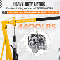 Garvee Engine Hoist,2 TON 4000lbs Folding Hydraulic Car Engine Motor Crane Lifter,Cherry Picker with 6 Iron Caster Wheels - Yellow