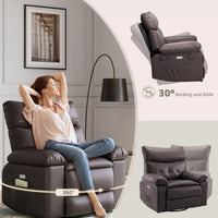Garvee 22" Widen Rocker Swivel Recliner Chair, Lazy Boy for Adults, with Vibrating Massage and Heating, 1.5X Sponge Filling, Side Pocket, for Living Room, Bedroom, and Nursery