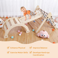 Garvee 3 in 1 Toddler Climbing Set, Jungle Gym for Toddlers - 3PCS Wooden Gym Playset with Triangle Folding Climbing Structure for Indoor Climbing and Sliding Fun