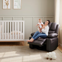 Garvee 22" Widen Rocker Swivel Recliner Chair, Lazy Boy Recliner for Adults, with 1.5X Sponge Filling, Side Pocket, and Cup Holder, for Living Room, Bedroom, and Nursery, Coffee