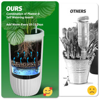 Garvee 31" Tall White Planter with Water Level Monitor, Self-Watering System & Wheels - Medium Flower Pot for Living Room, Office, Patio & Garden