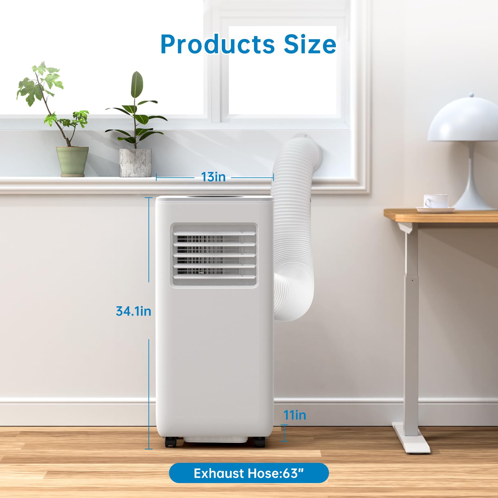 Garvee Portable Air Conditioner, 8000 BTU for Rooms up to 450 Sq. Ft., 3-in-1 AC with Dehumidifier & Fan Modes, Easy Install Window Kit, Mobile AC Unit