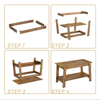 Garvee Coffee Table, 31.49'' Small Living Room Tables, 2-Tier Rustic Coffee Table for Living Room, Modern Farmhouse Style Rectangular Wood Table for Outdoors, Home Office, Bedroom, Apartment, Retro Brown