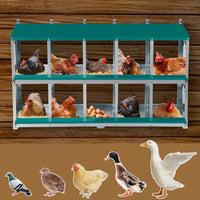 Garvee 10-Compartment Metal Nesting Box – Heavy-Duty Roll Away Egg Design w/Perch & Cover for Poultry Wall/Floor Mount, Green