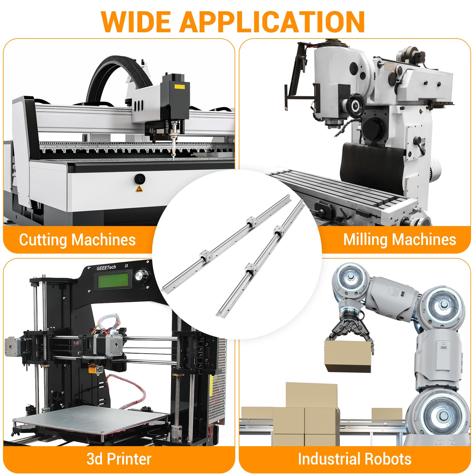 Garvee Linear Rail Slide SBR16-1000mm (2 PCS) and 4 PCS 4SBR16UU Bearing Blocks, Linear Bearing CNC Kit for Automated Machines DIY Project and Equipment