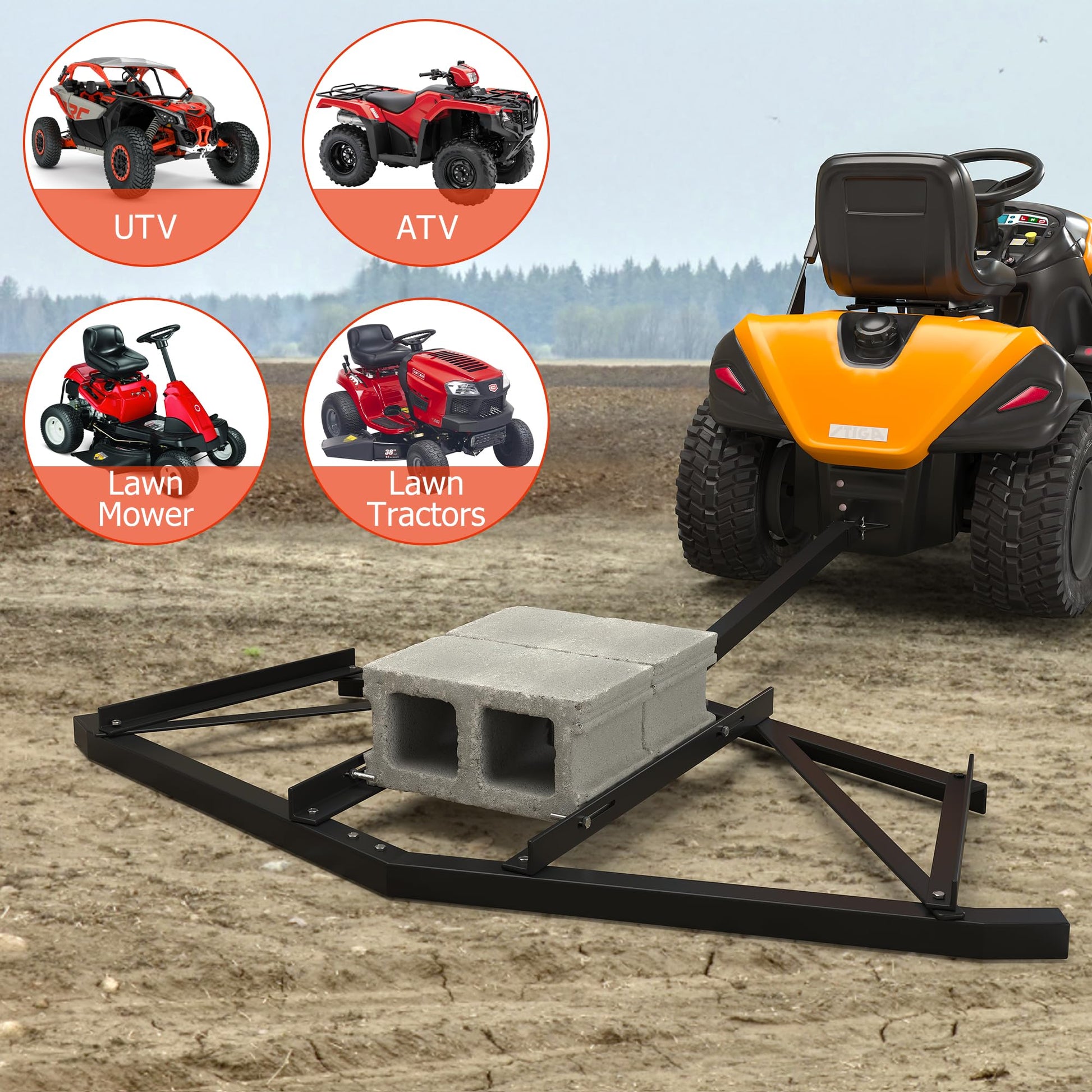 Garvee Driveway Drag: Heavy Duty Steel, Easy Assembly & Leveling, Adjustable Bolts, 100 lbs Load, Effortless Operation, Compatible with ATVs, UTVs