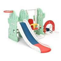 Garvee 7-in-1 Toddler Indoor Playground Set with Slide, Swing & More - Includes Climbing Ladders, Basketball Hoop, Soccer, Golf & Ring Toss | HDPE for Indoor/Outdoor, Ages 1-3 (Green)