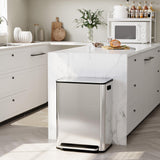 Garvee 16 Gallon Stainless Steel Dual Trash Can with Removable Baskets for Kitchen and Living Room, Silver - Silver