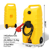 Garvee  14 Gallon Portable Fuel Caddy, Marine Gas Tank with I-Shaped Handle, and 10FT Hose, Perfect for Boats, Outboard Engines, Yachts, Fishing, Mowers, ATVs, Farm, and Home Use, Yellow