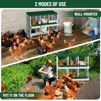 Garvee 6 Compartments Metal Chicken Nesting Boxes, Nesting Boxes, Chicken Laying Box with Roll Out Egg Collection with Vented Holes, Green