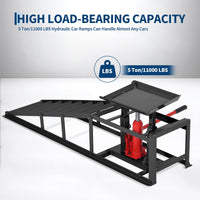 Garvee 2-Pack Hydraulic Car Ramps, 5T/11000 lbs Capacity Low-Profile Car Lift with Adjustable Height (9.4"-13.34") for Trucks, Trailers, and Auto Repair in Garage, Black