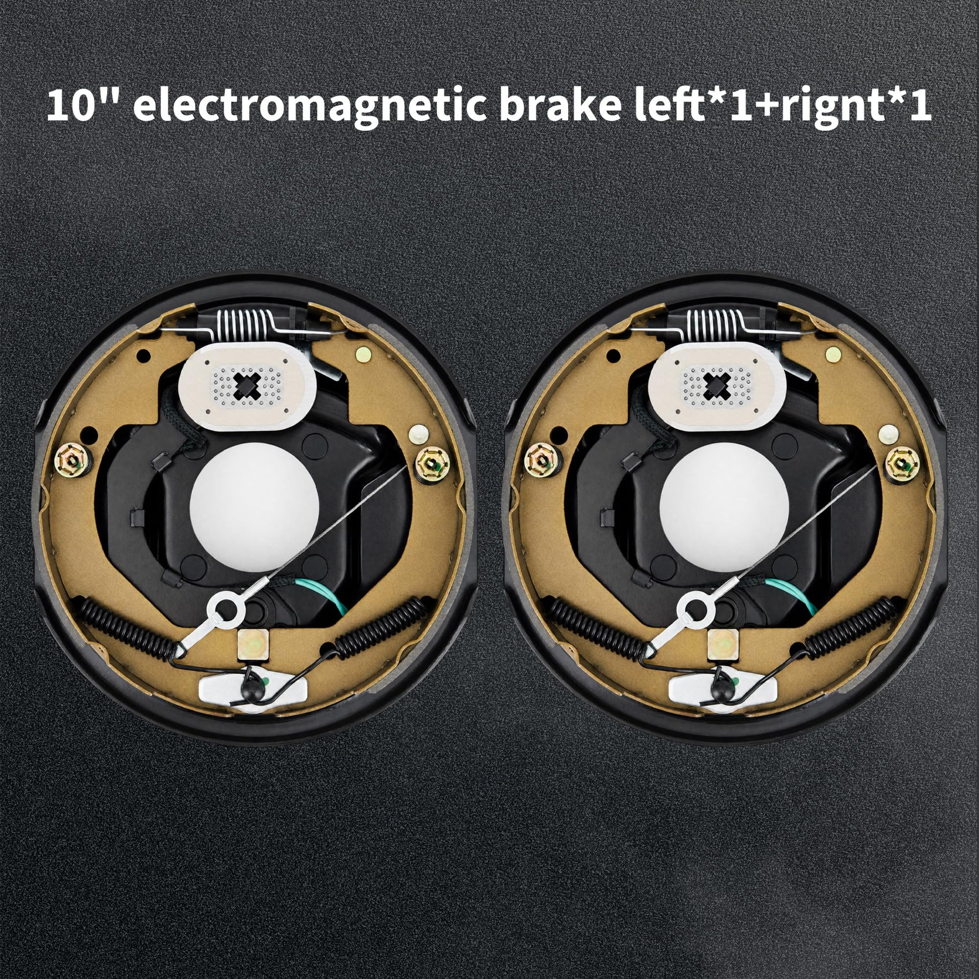 Garvee 10"x2-1/4" Electric Trailer Brake Assembly, Self-Adjusting Electric Brakes Kit for 3500 Lbs Axle, 4-Hole Mounting Brake Backing Plates, Left & Right Side Braking System Replacement Parts, 2 Pair