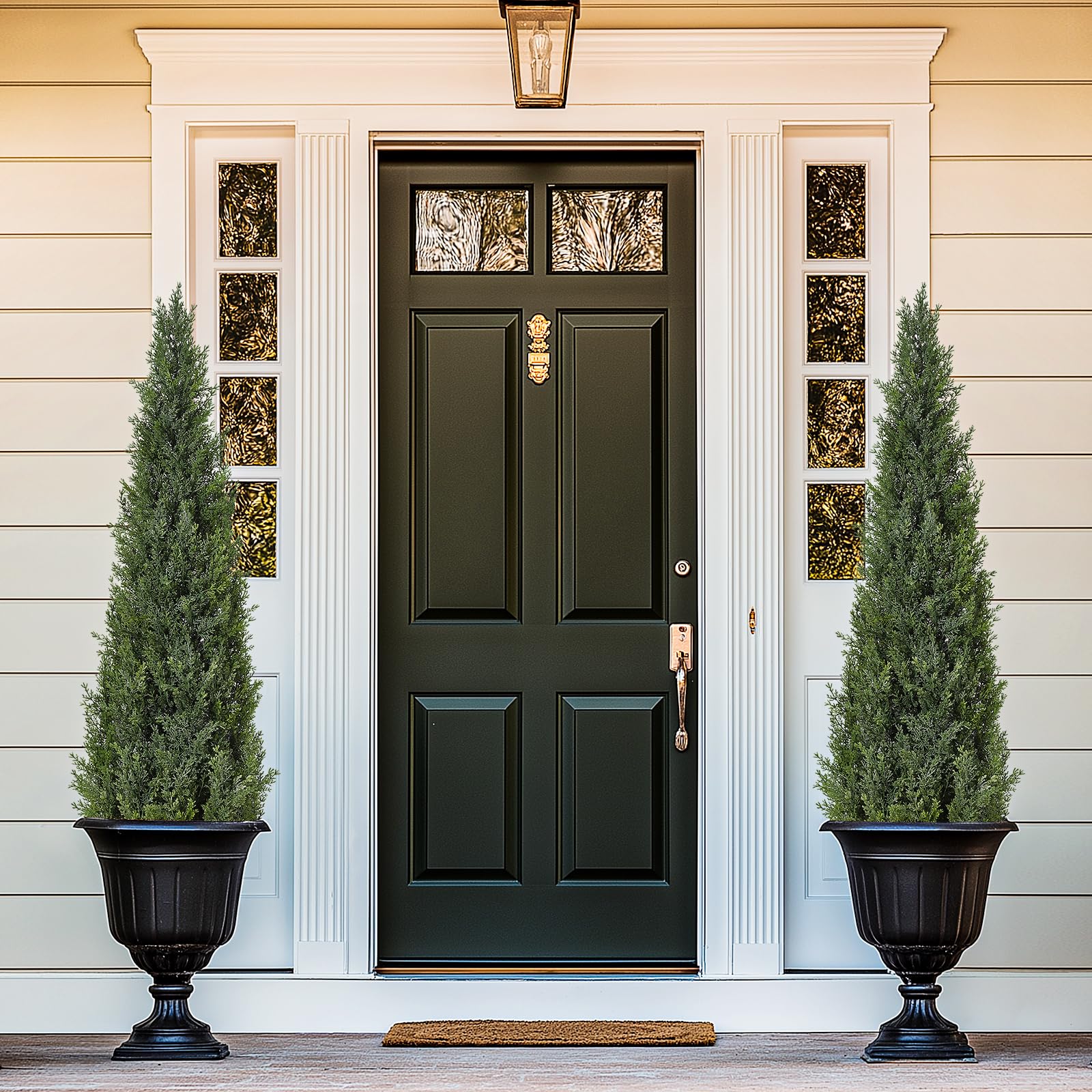 Garvee Artificial Cedar Topiary Trees for Home Decor, 4ft Fake Cypress Trees Potted Faux Evergreen Plants for Outdoor Indoor Front Porch Garden Set of 1