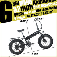 Garvee 20" x 4.0 Fat Tires Folding Electric Bike for Adults, 48V Removable Lithium Battery 750W Peak Power E-Bike, Large LCD Display, 6 Levels of Pedal Assist for Commuting and Riding
