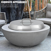 Garvee Fire Pit Cover – 27" Round Stainless Steel with Handle, Compatible with Bonfire, Inset Fire Pit Lid, Outdoor Patio Camping, Silver