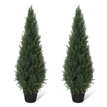 Garvee Artificial Cedar Topiary Trees for Home Decor 3ft(2pcs) Fake Cypress Trees Potted Faux Evergreen Plants for Outdoor Indoor Front Porch Garden Set of 2