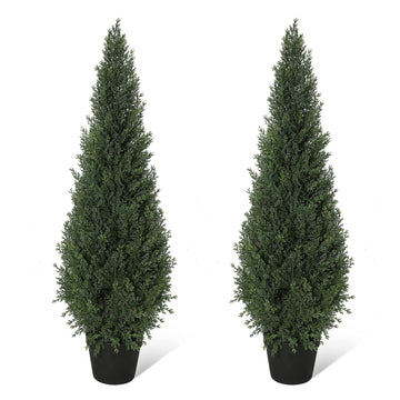 Garvee Artificial Cedar Topiary Trees for Home Decor 3ft(2pcs) Fake Cypress Trees Potted Faux Evergreen Plants for Outdoor Indoor Front Porch Garden Set of 2