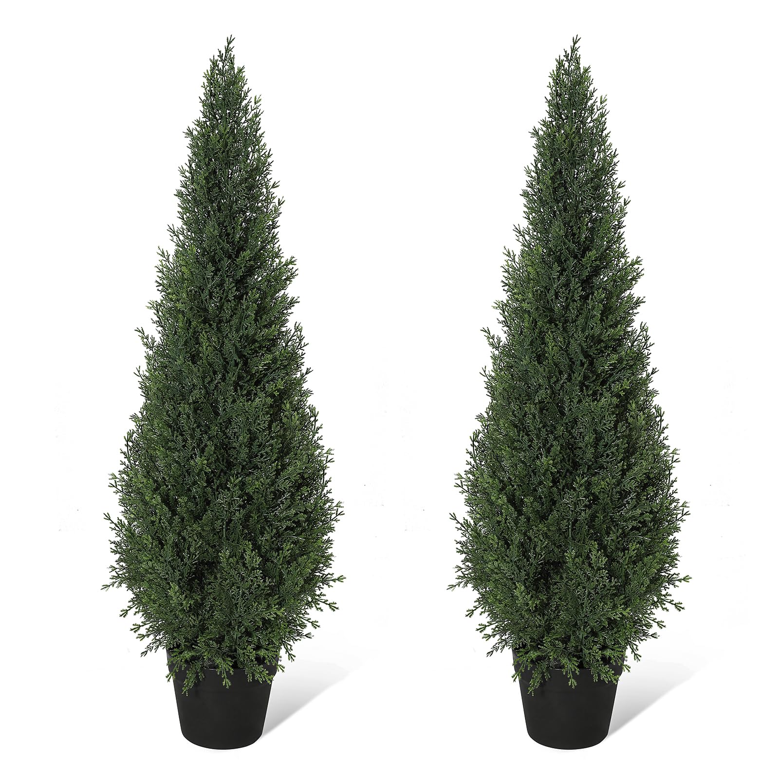 Garvee Artificial Cedar Topiary Trees for Home Decor 3ft(2pcs) Fake Cypress Trees Potted Faux Evergreen Plants for Outdoor Indoor Front Porch Garden Set of 2