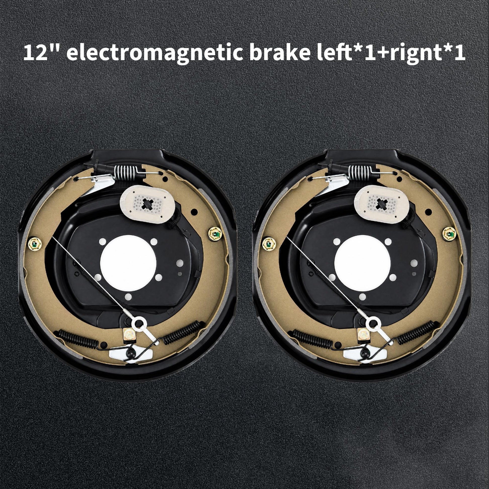 Garvee 12" x 2" Electric Trailer Brake Assembly, Self-Adjusting Electric Brakes Kit for 7000 Lbs Axle, 5-Hole Mounting Brake Backing Plates, Left & Right Side Braking System Replacement Parts, 1 Pair